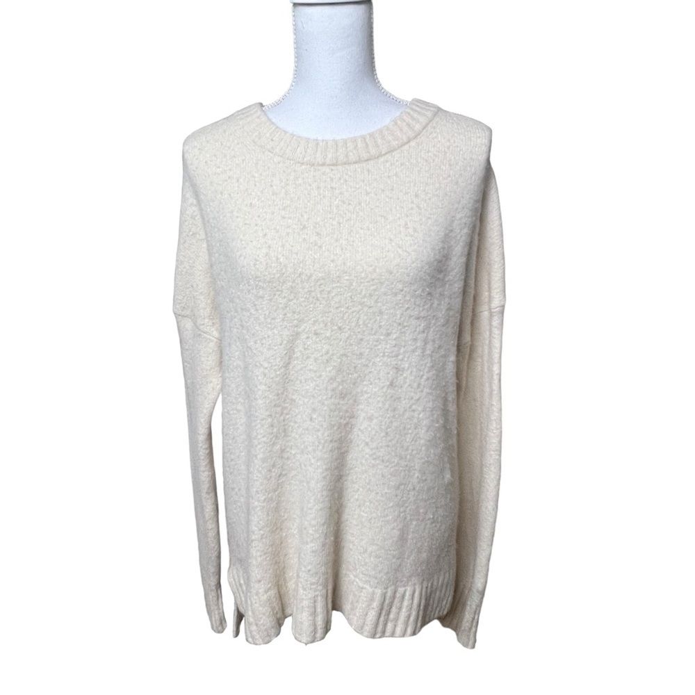 J.Crew Wool & Alpaca Blend Sweater Over-sized Women's Small High Low Hem Cream